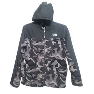 The North Face Freestyle Full ZIp Fleece Hoodie Boys Large Gray Camo GUC